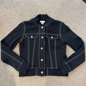 PROJECT G Black Soft Fleece Bomber Jacket with contrast Stitch in Black